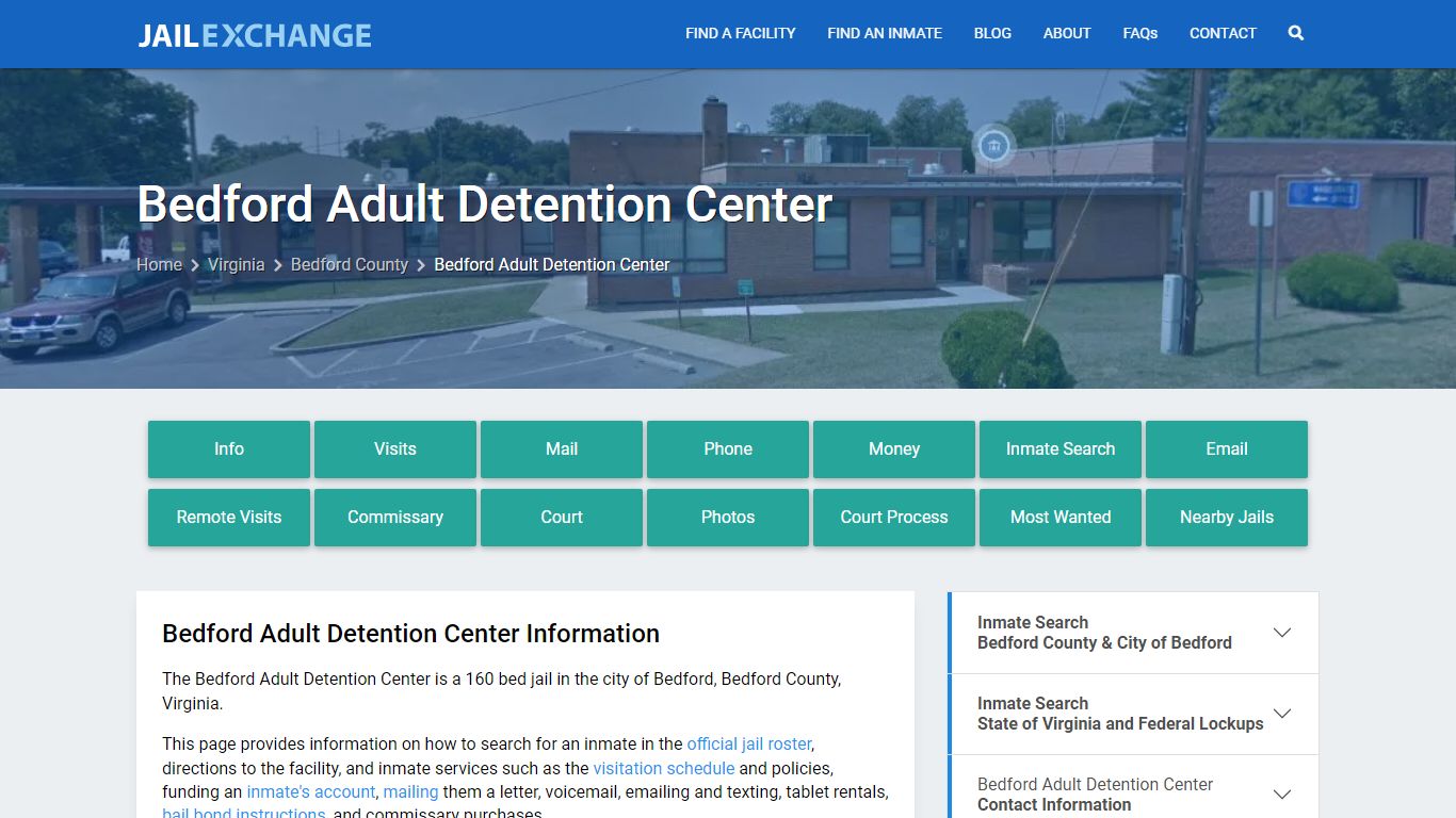 Bedford Adult Detention Center, VA Inmate Search, Information